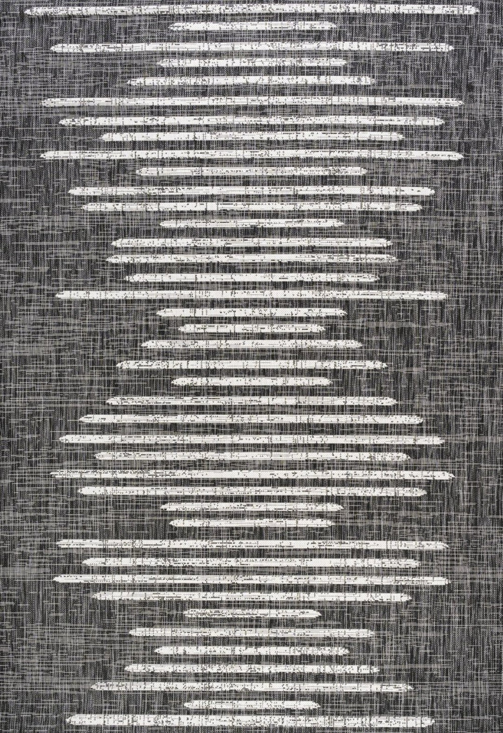 HomeRoots 10' Stylish Black and Ivory Striped Indoor Outdoor Area Rug - Durable, Versatile, Easy Care Design 704532
