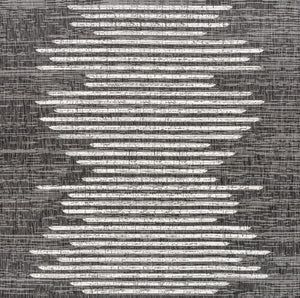 HomeRoots 8' Black And Ivory Square Striped Area Rug - Durable, Modern Design for Indoor & Outdoor Spaces 704540