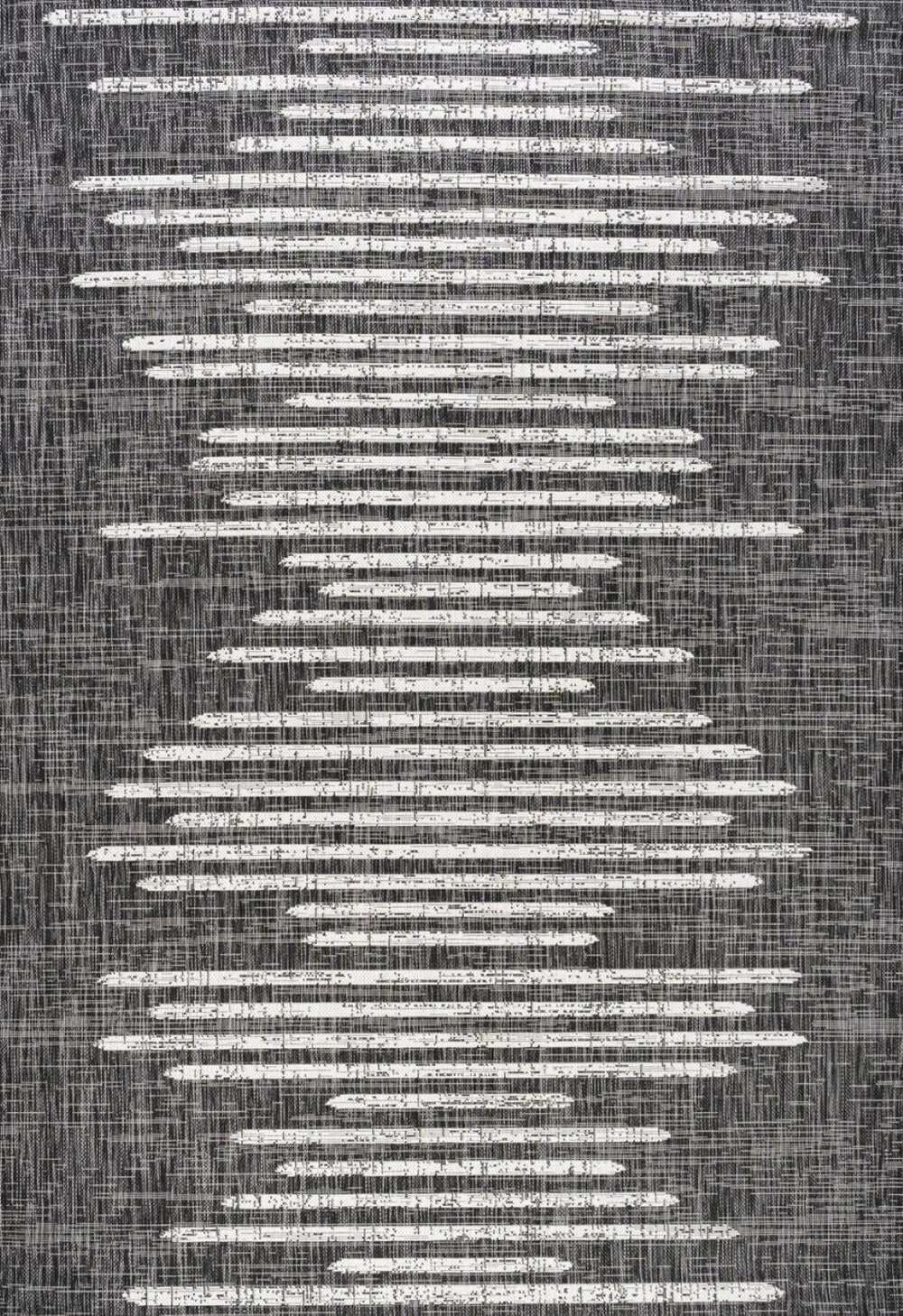 HomeRoots 9' X 12' Black And Ivory Striped Area Rug - Durable, Stylish Indoor/Outdoor Carpet for High-Traffic Spaces 704541