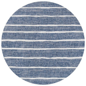 HomeRoots 8' Blue and Ivory Striped Area Rug - Durable, Stylish, Indoor/Outdoor Charm for Any Space! 704550