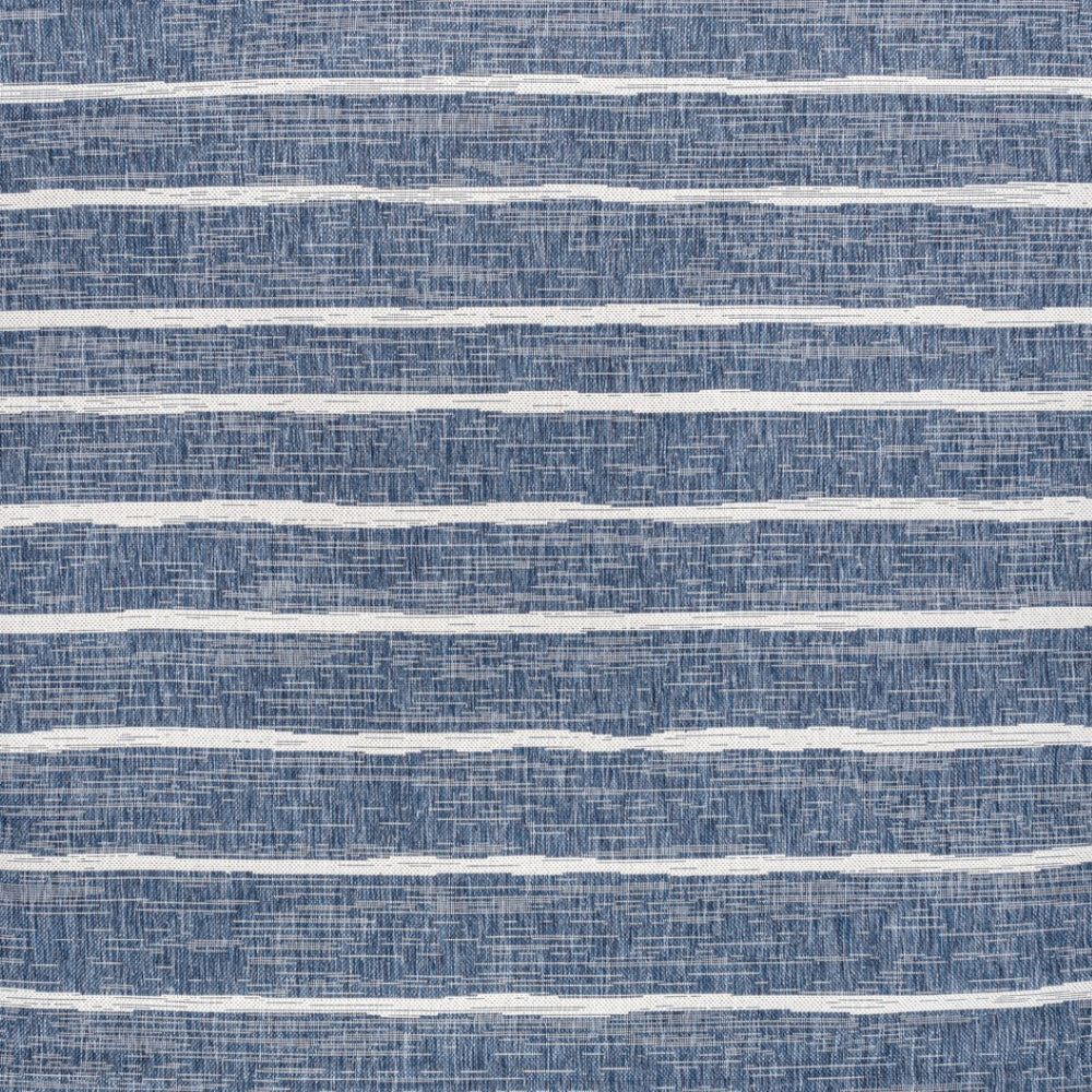 HomeRoots 8' Blue And Ivory Square Striped Area Rug - Durable, Modern Design for Indoor & Outdoor Spaces 704551