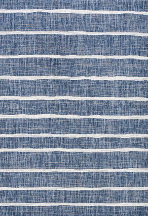 HomeRoots 9' X 12' Blue and Ivory Striped Area Rug - Durable, Versatile Design for Indoor & Outdoor Spaces! 704552
