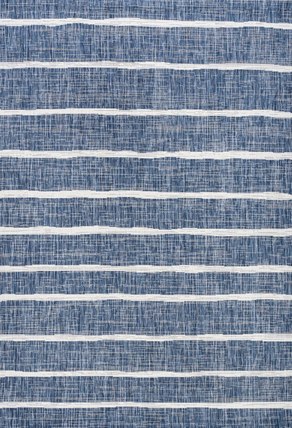 HomeRoots 9' X 12' Blue and Ivory Striped Area Rug - Durable, Versatile Design for Indoor & Outdoor Spaces! 704552