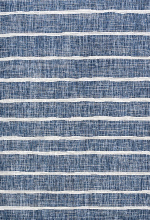 HomeRoots 9' X 12' Blue and Ivory Striped Area Rug - Durable, Versatile Design for Indoor & Outdoor Spaces! 704552