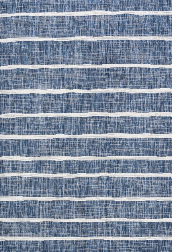 HomeRoots 9' X 12' Blue and Ivory Striped Area Rug - Durable, Versatile Design for Indoor & Outdoor Spaces! 704552
