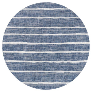 HomeRoots 9' Blue and Ivory Striped Round Area Rug - Durable Indoor/Outdoor Accent for Any Space, Easy Care 704553