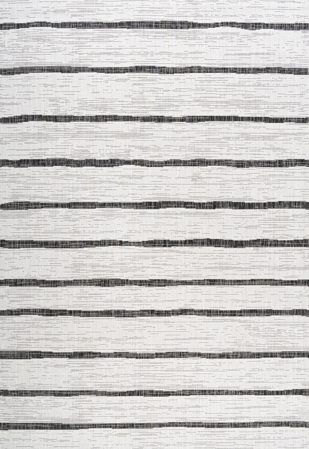 HomeRoots 10' Elegant Ivory and Black Striped Area Rug for Indoor and Outdoor High-Traffic Spaces, Easy-Care 704555