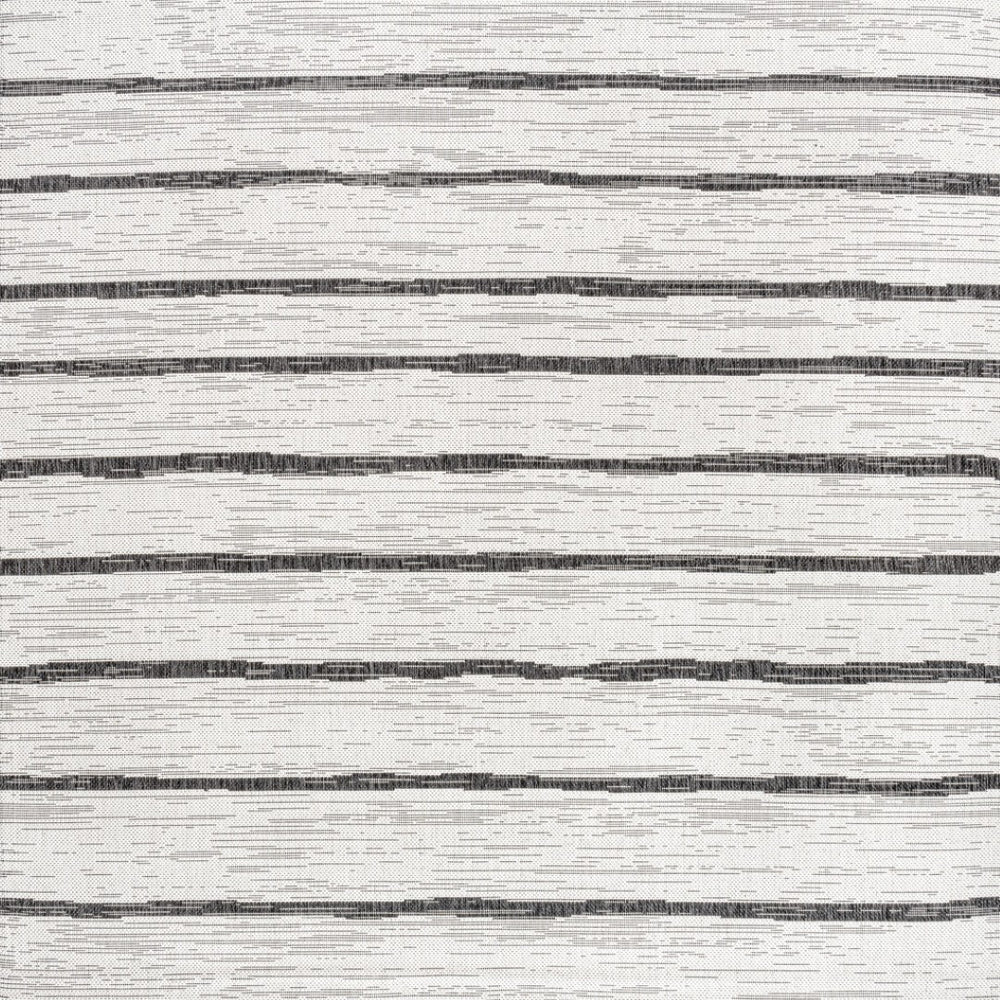 HomeRoots 6' Ivory and Black Square Striped Area Rug – Stylish, Durable, and Versatile for Indoor & Outdoor Spaces 704561