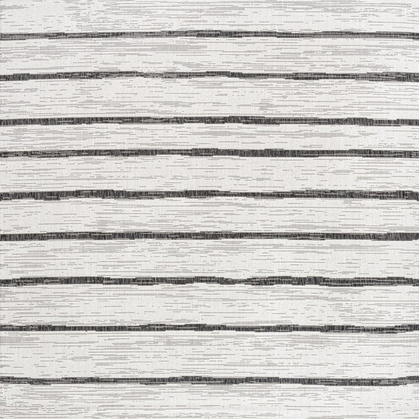 HomeRoots 8' Ivory and Black Geometric Square Striped Area Rug for Indoor & Outdoor Spaces – Durable & Stylish! 704563