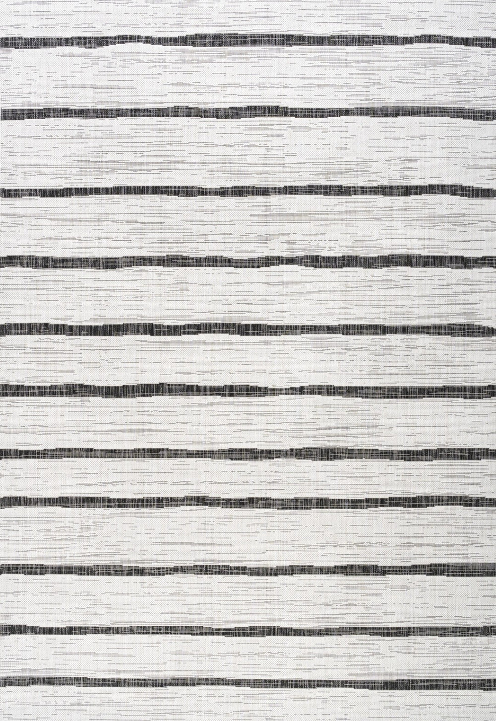 HomeRoots 9' X 12' Ivory and Black Striped Indoor-Outdoor Area Rug - Durable, Versatile, Easy Care for Any Space 704564