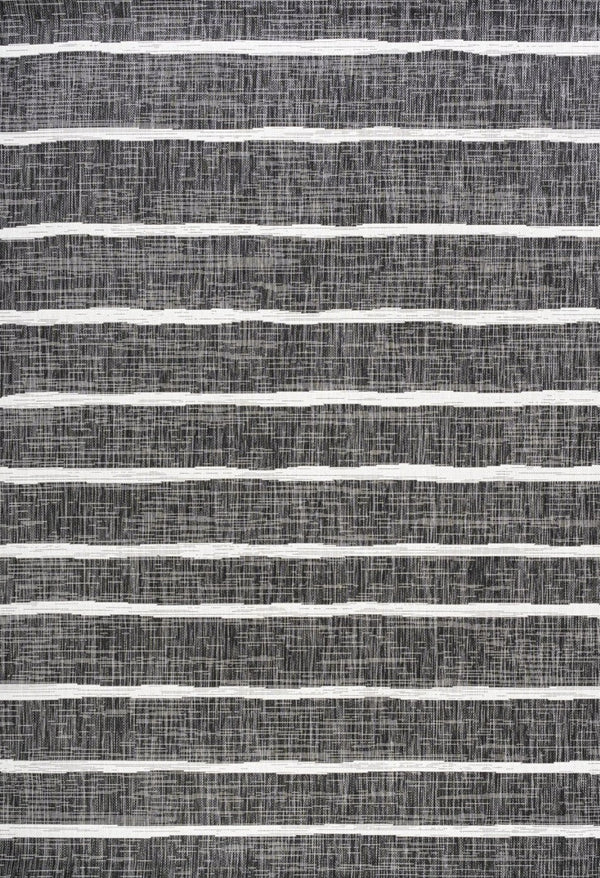 HomeRoots 9' Black and Ivory Striped Area Rug - Versatile Indoor/Outdoor Solution for Stylish Spaces 704576