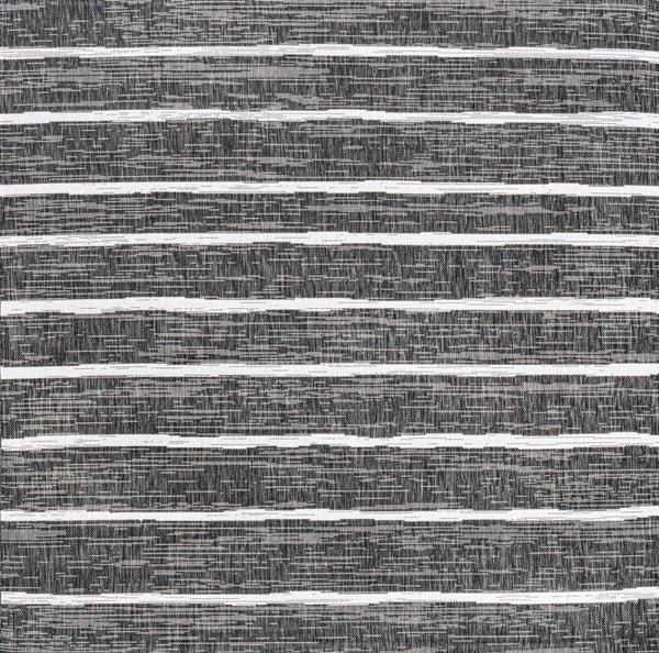 HomeRoots 9' Black and Ivory Striped Area Rug - Durable Indoor/Outdoor Square Design for Modern Spaces! 704578