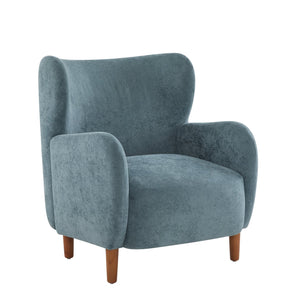 English Elm Christopher Knight Home® - Parmelee Upholstered Wingback Club chair in Velvet with Solid Wood Legs, Mid-Century Comfort Design Aqua Blue 30.85 L x 30 W x 27 H N776P265764S