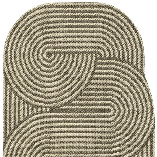 HomeRoots 8' Beige and Brown Abstract Runner Rug - Versatile Indoor/Outdoor Comfort for Hallways and Patios 704597