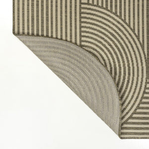 HomeRoots 8' Beige and Brown Abstract Runner Rug - Versatile Indoor/Outdoor Comfort for Hallways and Patios 704597