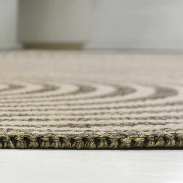 HomeRoots 8' Beige and Brown Abstract Runner Rug - Versatile Indoor/Outdoor Comfort for Hallways and Patios 704597