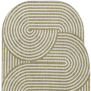 HomeRoots 8' Cream and Natural Abstract Runner Rug - Durable, Stylish Indoor/Outdoor Design for High-Traffic Areas 704598