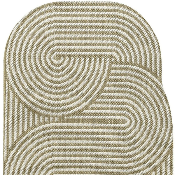 HomeRoots 8' Cream and Natural Abstract Runner Rug - Durable, Stylish Indoor/Outdoor Design for High-Traffic Areas 704598