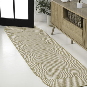 HomeRoots 8' Cream and Natural Abstract Runner Rug - Durable, Stylish Indoor/Outdoor Design for High-Traffic Areas 704598