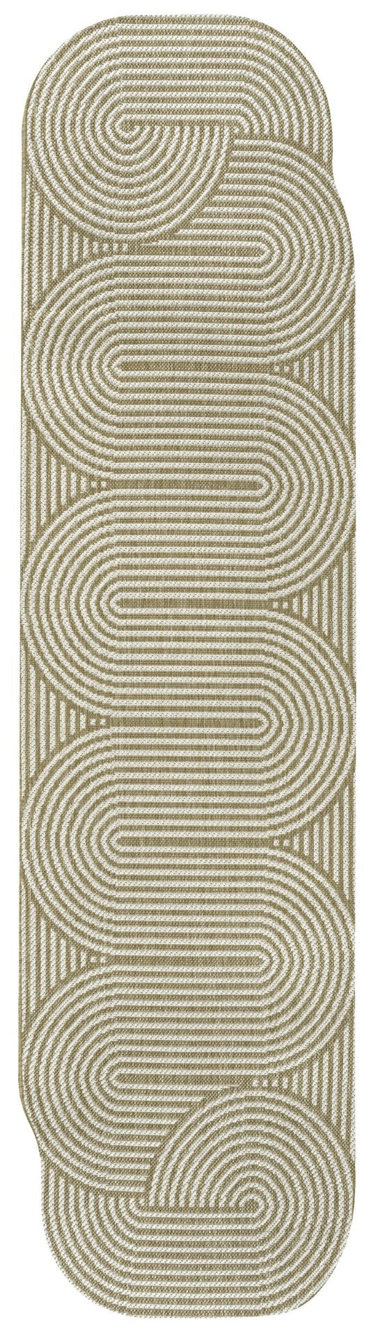 HomeRoots 8' Cream and Natural Abstract Runner Rug - Durable, Stylish Indoor/Outdoor Design for High-Traffic Areas 704598