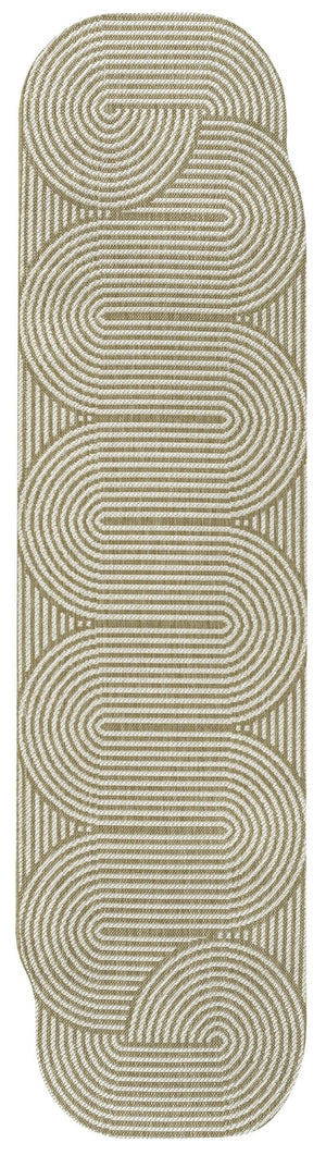HomeRoots 8' Cream and Natural Abstract Runner Rug - Durable, Stylish Indoor/Outdoor Design for High-Traffic Areas 704598