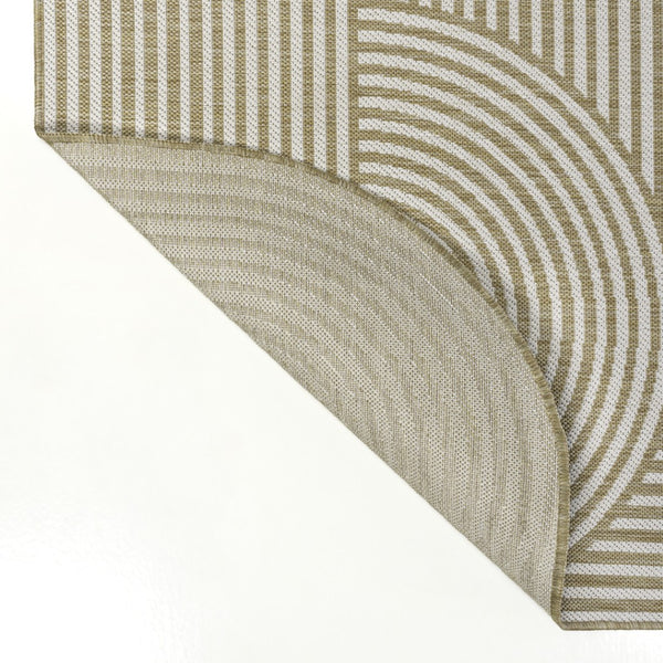 HomeRoots 8' Cream and Natural Abstract Runner Rug - Durable, Stylish Indoor/Outdoor Design for High-Traffic Areas 704598