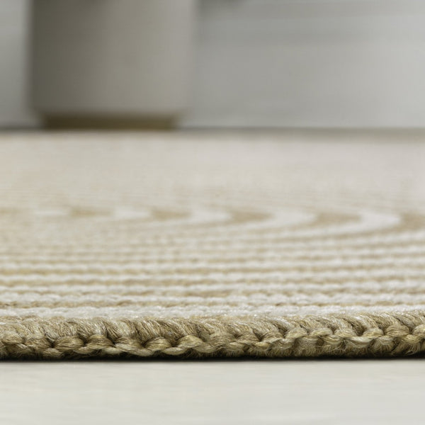 HomeRoots 8' Cream and Natural Abstract Runner Rug - Durable, Stylish Indoor/Outdoor Design for High-Traffic Areas 704598
