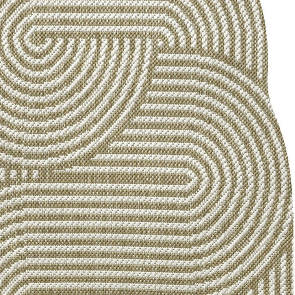 HomeRoots 8' Cream and Natural Abstract Runner Rug - Durable, Stylish Indoor/Outdoor Design for High-Traffic Areas 704598