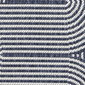 HomeRoots 8' Cream and Navy Blue Abstract Runner Rug - Durable Indoor/Outdoor Design for High-Traffic Areas 704599