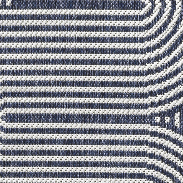 HomeRoots 8' Cream and Navy Blue Abstract Runner Rug - Durable Indoor/Outdoor Design for High-Traffic Areas 704599
