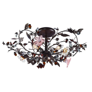 Cristallo Fiore 27'' Wide 3-Light Semi Flush Mount - Deep Rust 7046/3 Elk Lighting