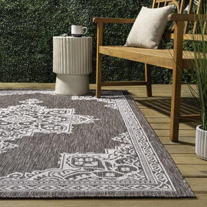 HomeRoots 5' X 8' Light Brown & Cream Medallion Area Rug - Durable, Stylish Indoor/Outdoor Decor Solution! 704618