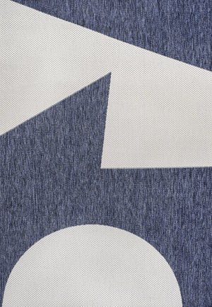 HomeRoots 5' Geometric Indoor Outdoor Area Rug in Navy Blue & Cream - Stylish, Durable, and Versatile Design 704633