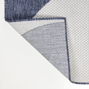 HomeRoots 5' Geometric Indoor Outdoor Area Rug in Navy Blue & Cream - Stylish, Durable, and Versatile Design 704633
