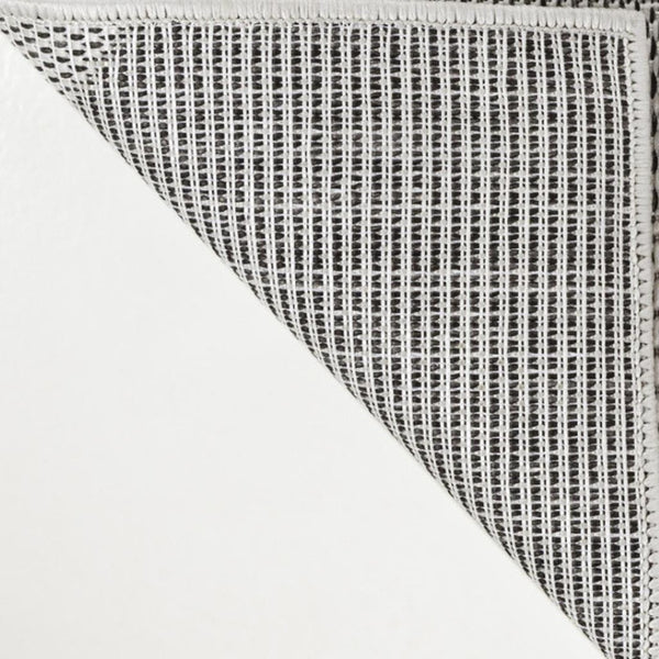 HomeRoots 5' Modern Cream and Black Geometric Indoor-Outdoor Area Rug - Durable, Low-Maintenance & Stylish! 704653