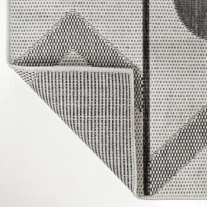 HomeRoots 8' X 10' Cream and Black Geometric Area Rug – Durable Indoor-Outdoor Style for Modern Spaces 704654