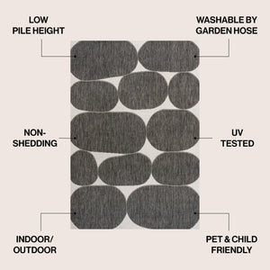 HomeRoots 4' Modern Black and Cream Geometric Area Rug for Indoor and Outdoor Spaces - Durable, Stylish, Versatile! 704662