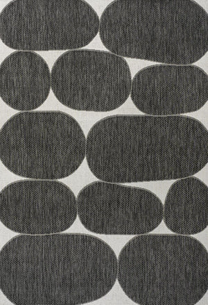 HomeRoots 8' X 10' Modern Black and Cream Geometric Area Rug - Stylish, Durable for Indoor and Outdoor Spaces! 704664