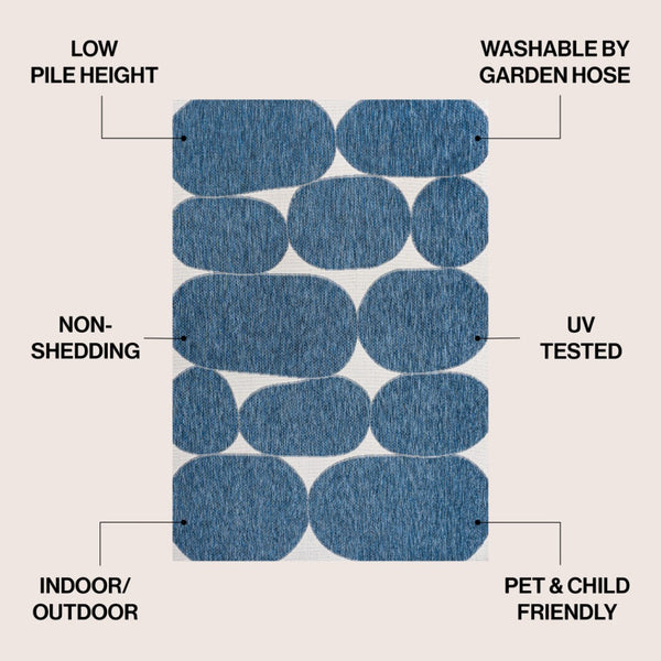 HomeRoots 4' Navy Blue & Cream Geometric Area Rug – Stylish Indoor/Outdoor Decor, Durable & Easy Care Solution 704667