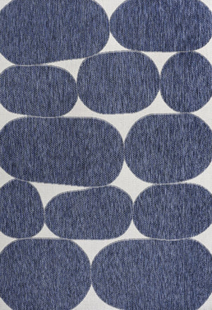 HomeRoots 5' Stylish Navy Blue & Cream Geometric Area Rug for Indoor & Outdoor Use – Durable, Easy-Care Design 704668
