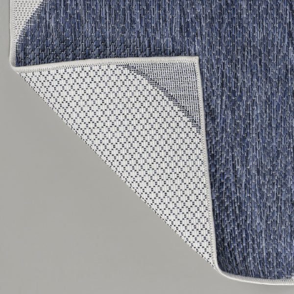 HomeRoots 5' Stylish Navy Blue & Cream Geometric Area Rug for Indoor & Outdoor Use – Durable, Easy-Care Design 704668