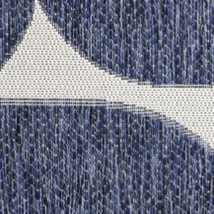 HomeRoots 8' Geometric Navy Blue and Cream Area Rug - Stylish Indoor/Outdoor Design, Durable & Easy Care! 704669
