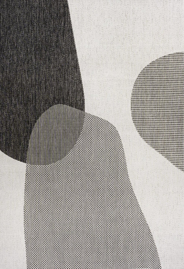 HomeRoots 8' X 10' Stylish Cream and Black Geometric Area Rug for Indoor-Outdoor Use - Durable & Easy Care 704674