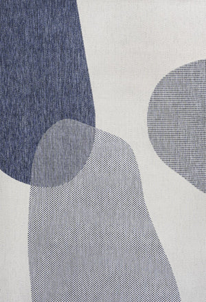 HomeRoots 4' X 6' Cream and Navy Blue Geometric Area Rug - Stylish Indoor/Outdoor Décor for Modern Spaces 704677