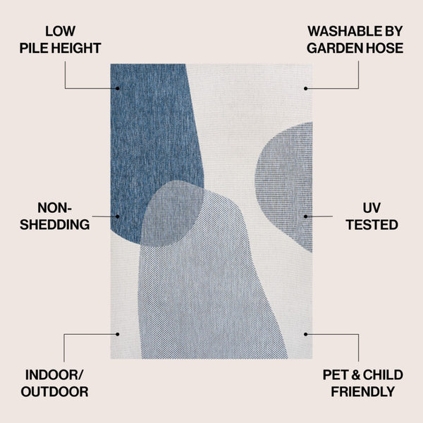 HomeRoots 4' X 6' Cream and Navy Blue Geometric Area Rug - Stylish Indoor/Outdoor Décor for Modern Spaces 704677