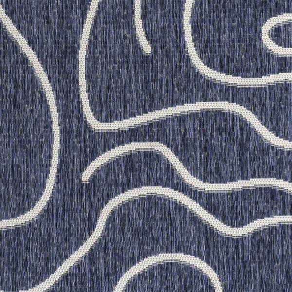HomeRoots 4' X 6' Navy Blue & Cream Abstract Area Rug - Modern Indoor/Outdoor Elegance for Any Space 704682