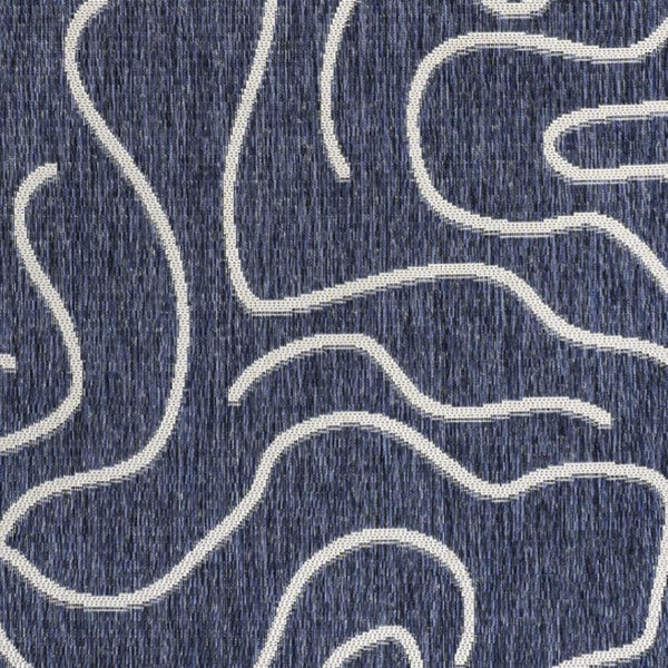HomeRoots 4' X 6' Navy Blue & Cream Abstract Area Rug - Modern Indoor/Outdoor Elegance for Any Space 704682