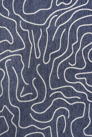 HomeRoots 4' X 6' Navy Blue & Cream Abstract Area Rug - Modern Indoor/Outdoor Elegance for Any Space 704682