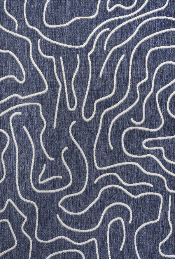 HomeRoots 4' X 6' Navy Blue & Cream Abstract Area Rug - Modern Indoor/Outdoor Elegance for Any Space 704682