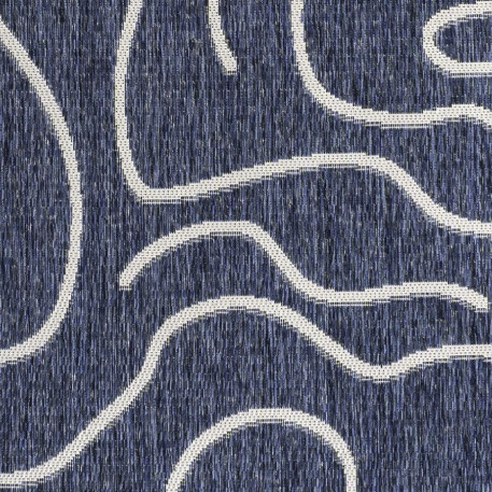 HomeRoots 5' X 8' Navy Blue And Cream Abstract Area Rug – Durable, Stylish Accent for Indoor & Outdoor Spaces 704683